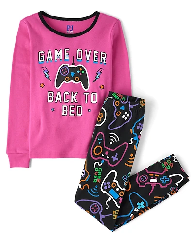 Girls Glow Video Game Snug Fit Cotton Pajamas