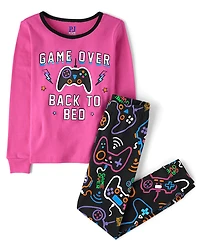 Girls Glow Video Game Snug Fit Cotton Pajamas
