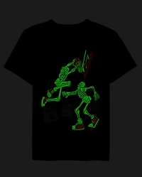Boys Glow Skeleton Basketball Graphic Tee