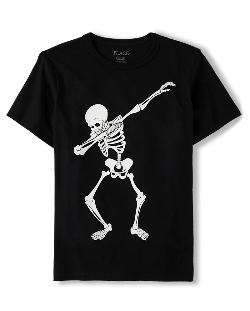 Boys Glow Skeleton Dab Graphic Tee