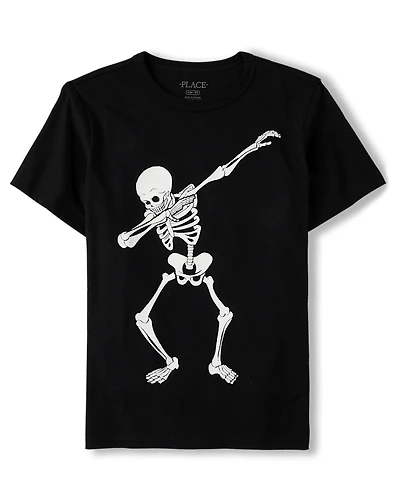 Boys Glow Skeleton Dab Graphic Tee
