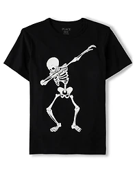 Boys Glow Skeleton Dab Graphic Tee