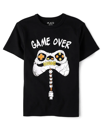 Boys Glow Skeleton Video Game Graphic Tee