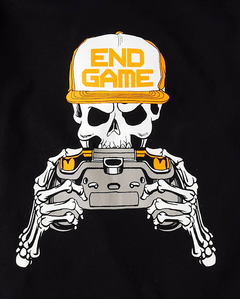 Boys Glow Skeleton Gamer Graphic Tee