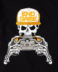 Boys Glow Skeleton Gamer Graphic Tee