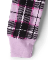 Girls Plaid Microfleece One Piece Pajamas