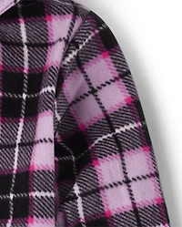 Girls Plaid Microfleece One Piece Pajamas