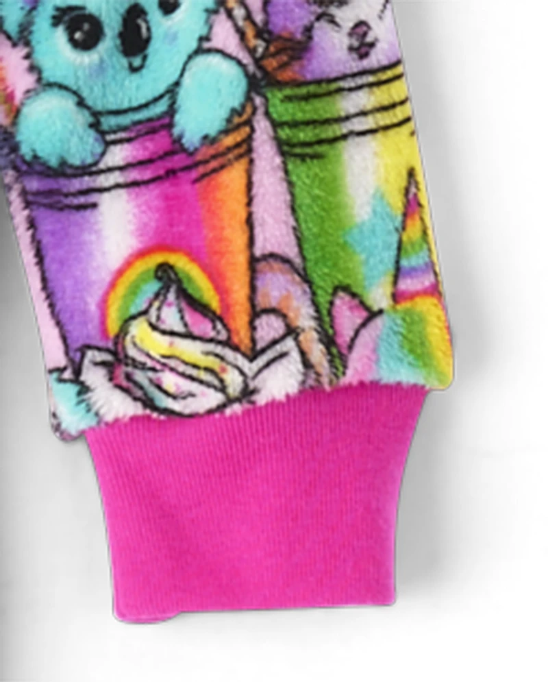 Pyjama une pièce fille motif milkshake animal - Polaire douce