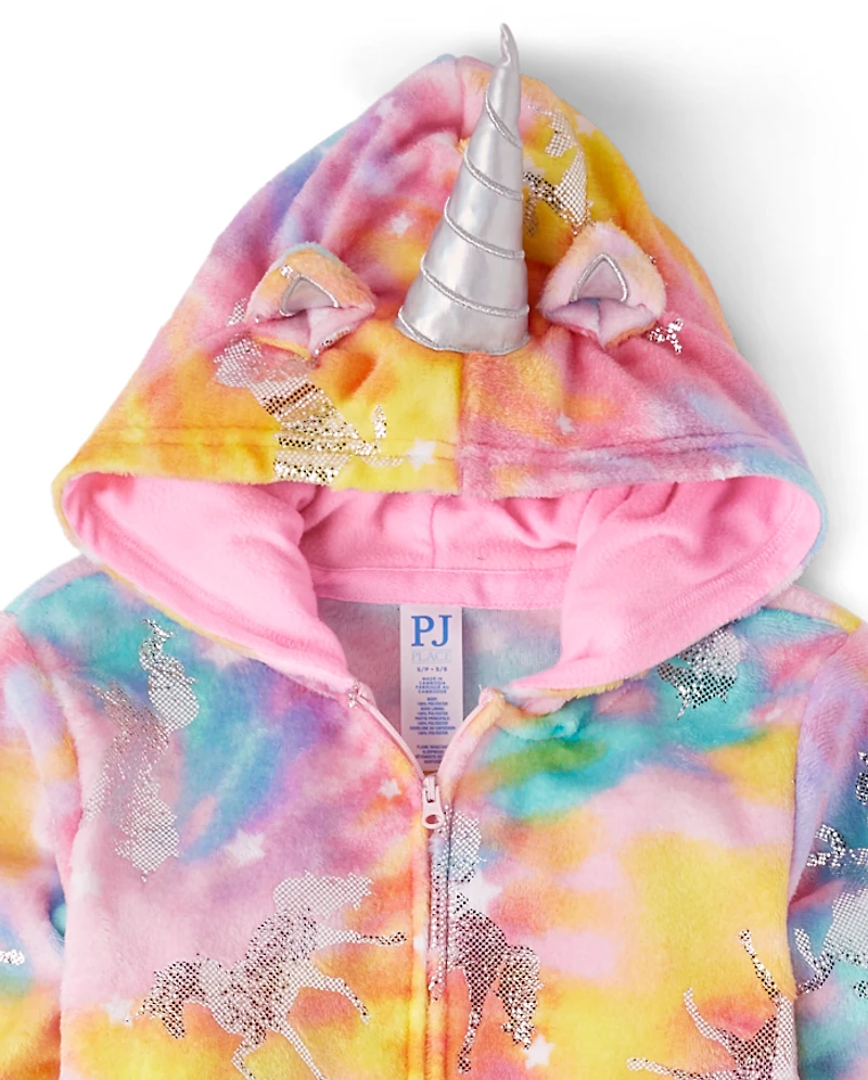 Girls Foil Unicorn One Piece Pajamas - Cozy Fleece