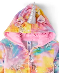 Girls Foil Unicorn One Piece Pajamas - Cozy Fleece
