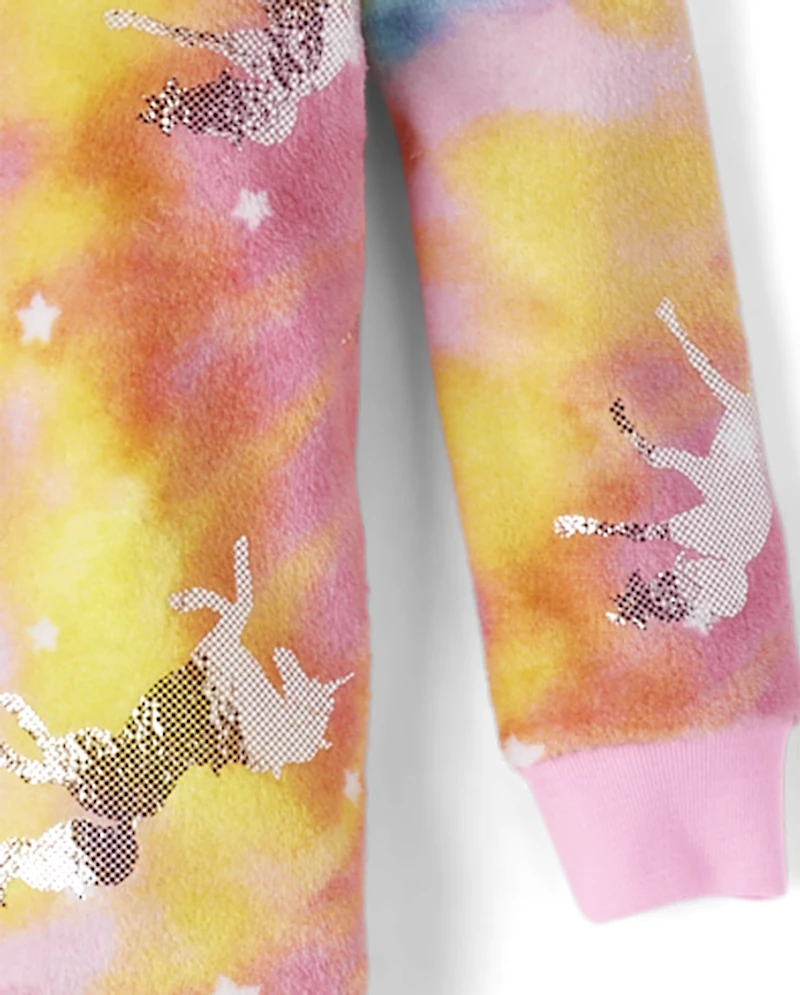 Girls Foil Unicorn One Piece Pajamas - Cozy Fleece