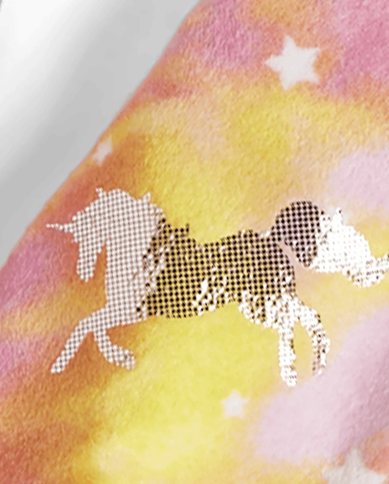 Girls Foil Unicorn One Piece Pajamas - Cozy Fleece