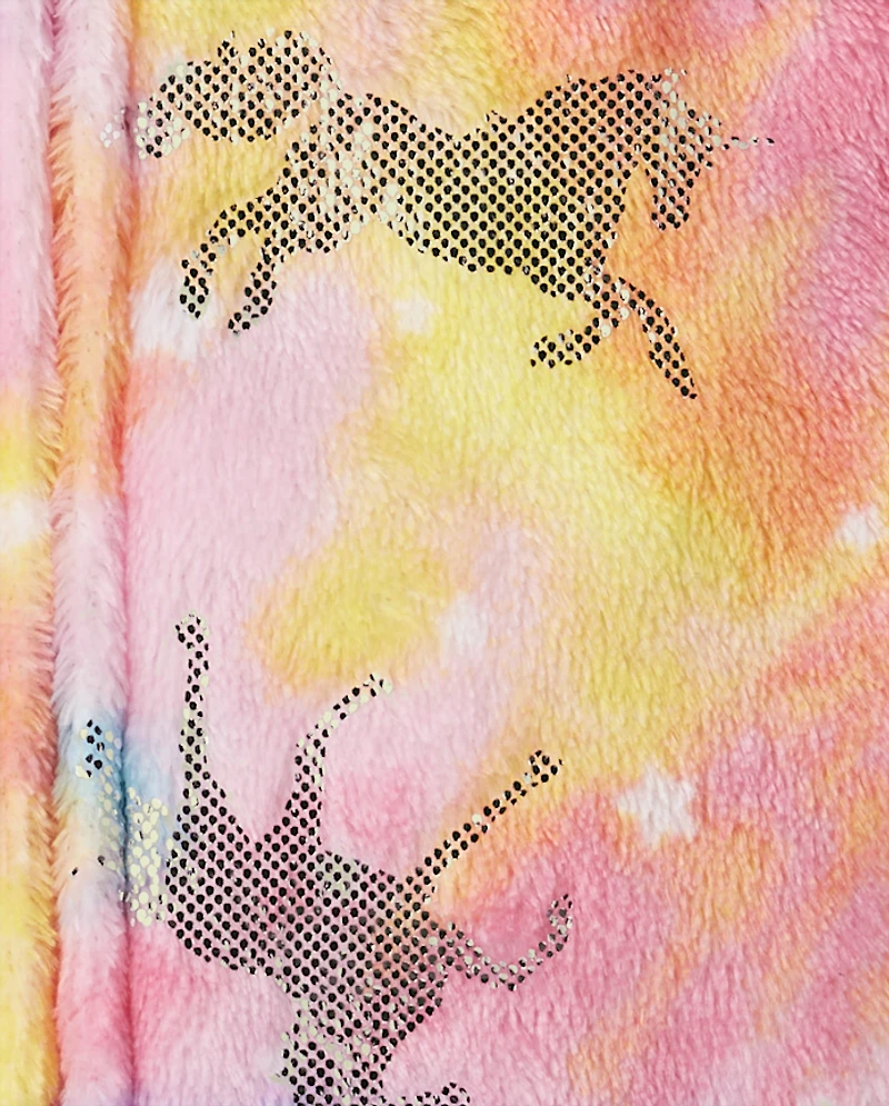 Baby And Toddler Girls Foil Unicorn Fleece Footed One Piece Pajamas