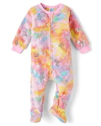 Baby And Toddler Girls Foil Unicorn Fleece Footed One Piece Pajamas