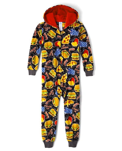 Boys Food Microfleece One Piece Pajamas
