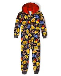 Boys Food Microfleece One Piece Pajamas