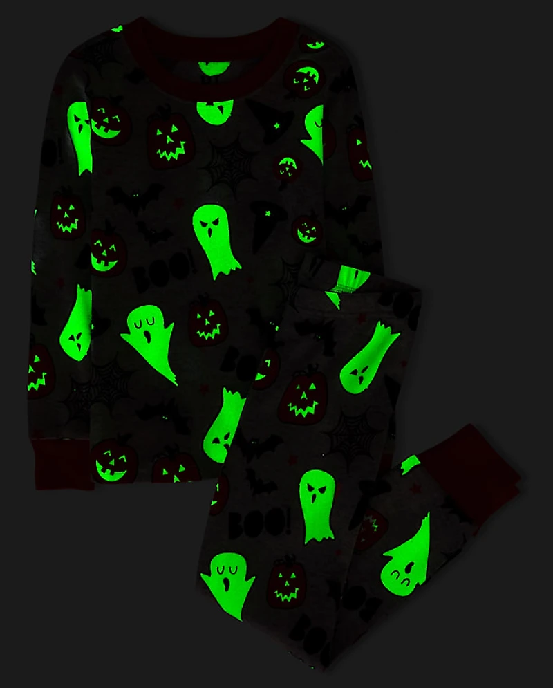 Kids Matching Family Glow Halloween Snug Fit Cotton Pajamas