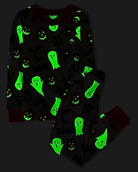 Kids Matching Family Glow Halloween Snug Fit Cotton Pajamas