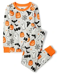 Kids Matching Family Glow Halloween Snug Fit Cotton Pajamas