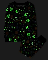 Kids Glow Halloween Candy Snug Fit Cotton Pajamas