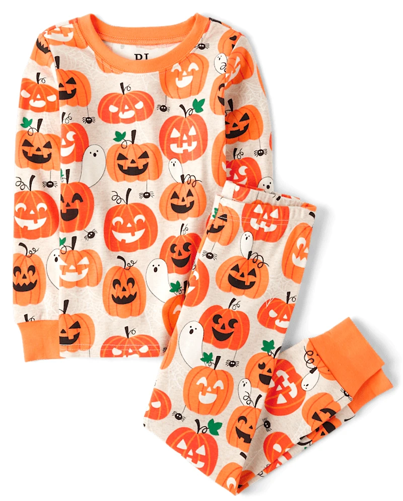 Kids Glow Pumpkin Snug Fit Cotton Pajamas