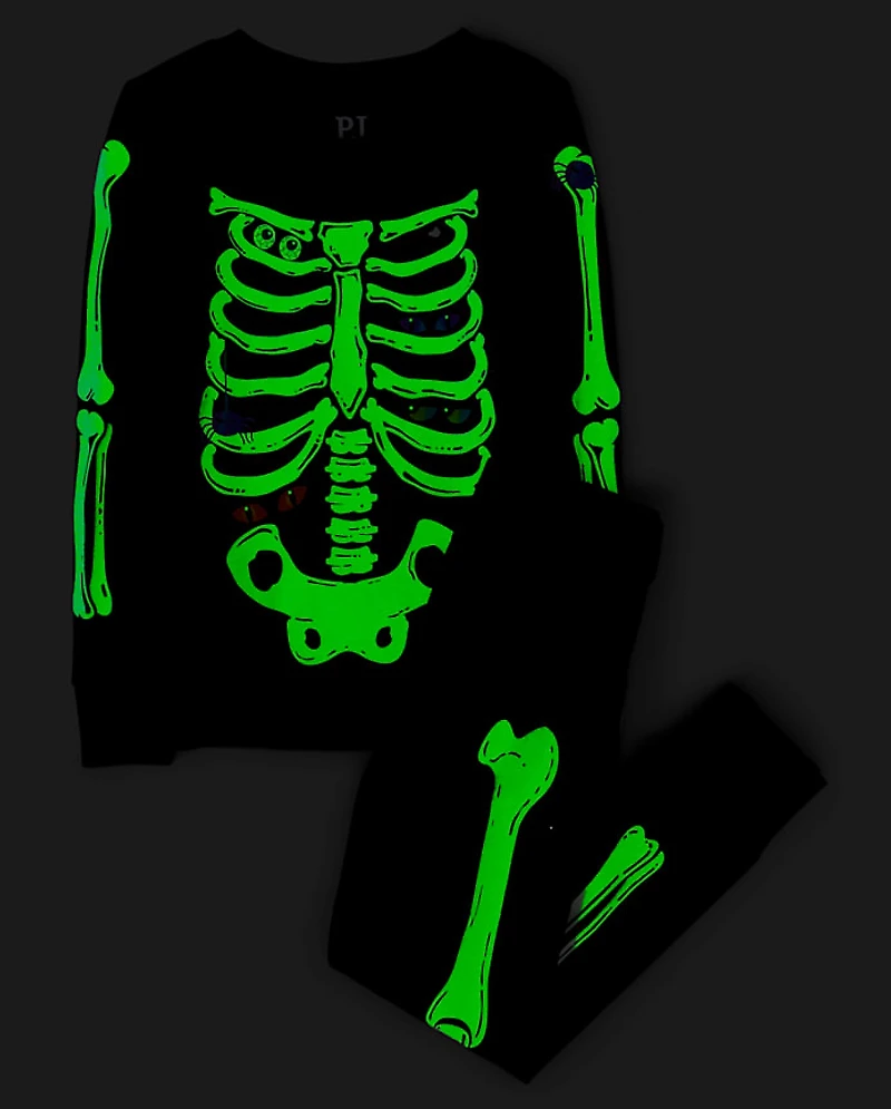 Kids Matching Family Glow Skeleton Snug Fit Cotton Pajamas