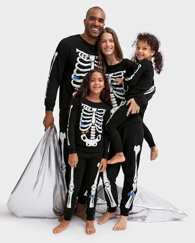 Kids Matching Family Glow Skeleton Snug Fit Cotton Pajamas