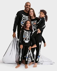 Kids Matching Family Glow Skeleton Snug Fit Cotton Pajamas