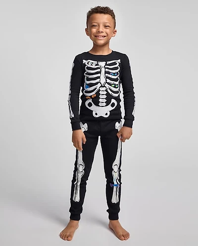 Kids Glow Skeleton Snug Fit Cotton Pajamas