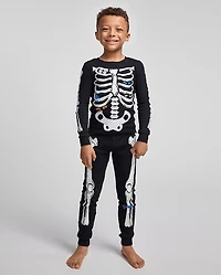 Kids Glow Skeleton Snug Fit Cotton Pajamas