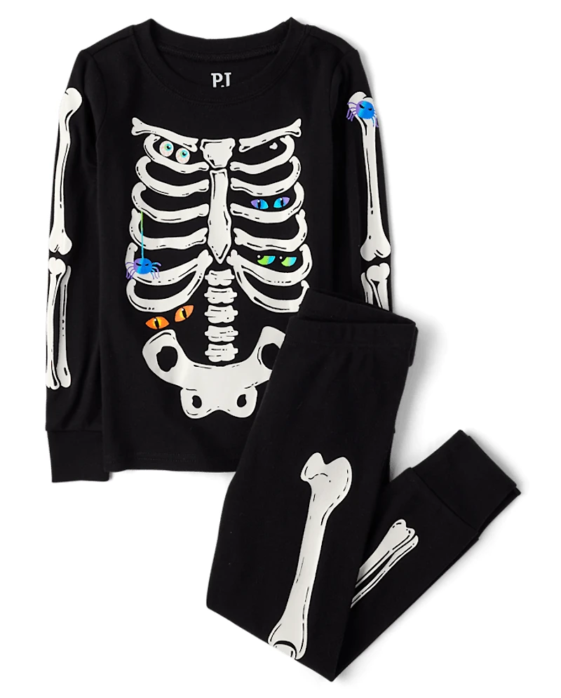 Kids Matching Family Glow Skeleton Snug Fit Cotton Pajamas