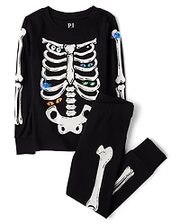 Kids Matching Family Glow Skeleton Snug Fit Cotton Pajamas