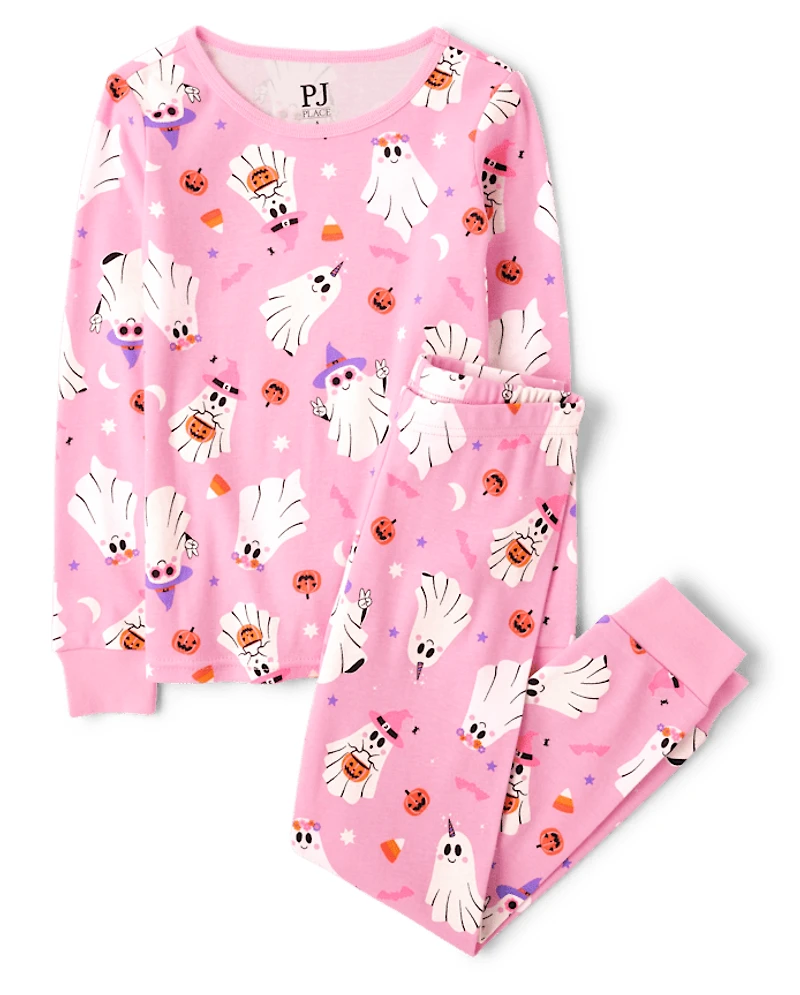 Girls Glow Ghost Snug Fit Cotton Pajamas