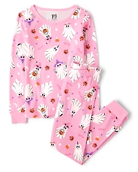 Girls Glow Ghost Snug Fit Cotton Pajamas