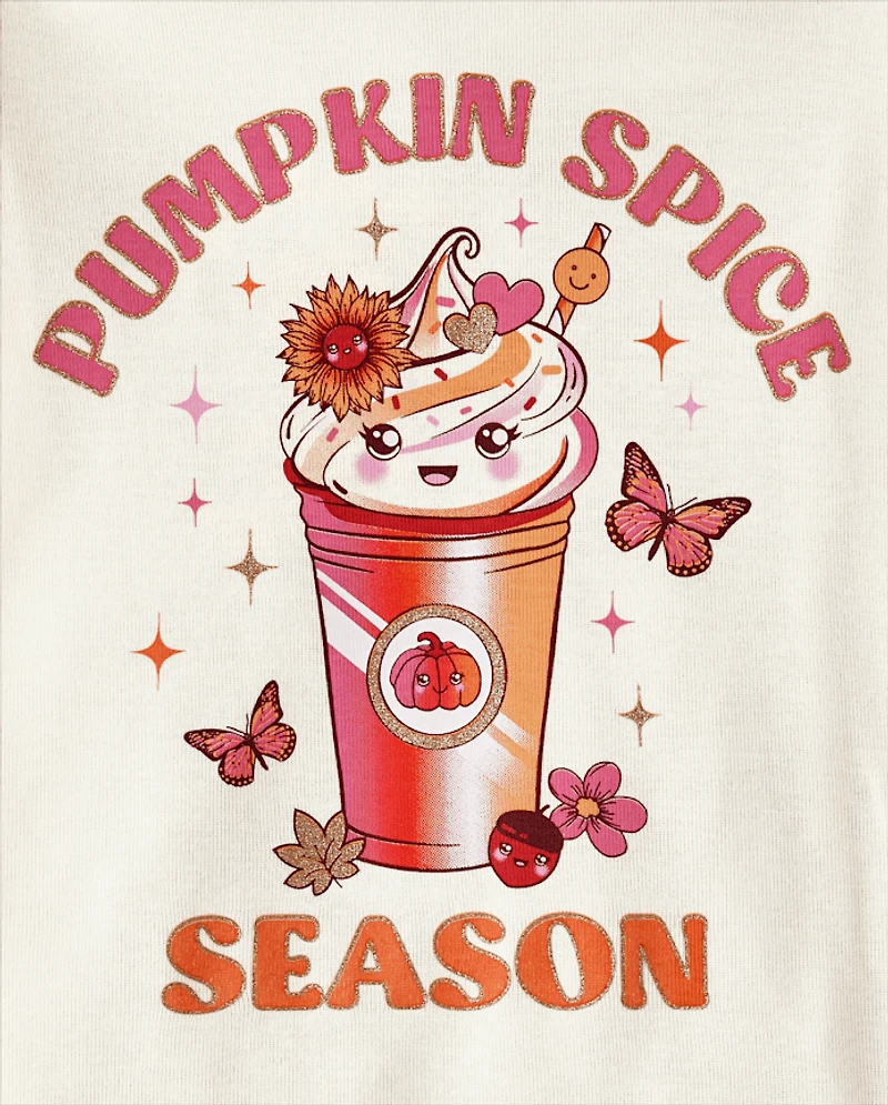 Girls Pumpkin Spice Season Snug Fit Cotton Pajamas