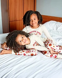 Pyjama en coton ajusté pour filles, saison des épices à la citrouille