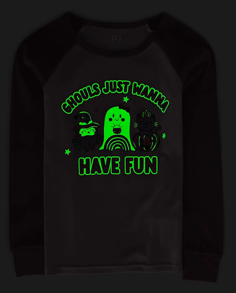 Girls Glow Ghouls Wanna Have Fun Snug Fit Cotton Pajamas