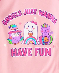 Girls Glow Ghouls Wanna Have Fun Snug Fit Cotton Pajamas
