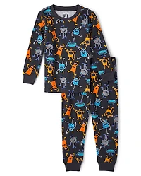Baby And Toddler Glow Monster Snug Fit Cotton Pajamas