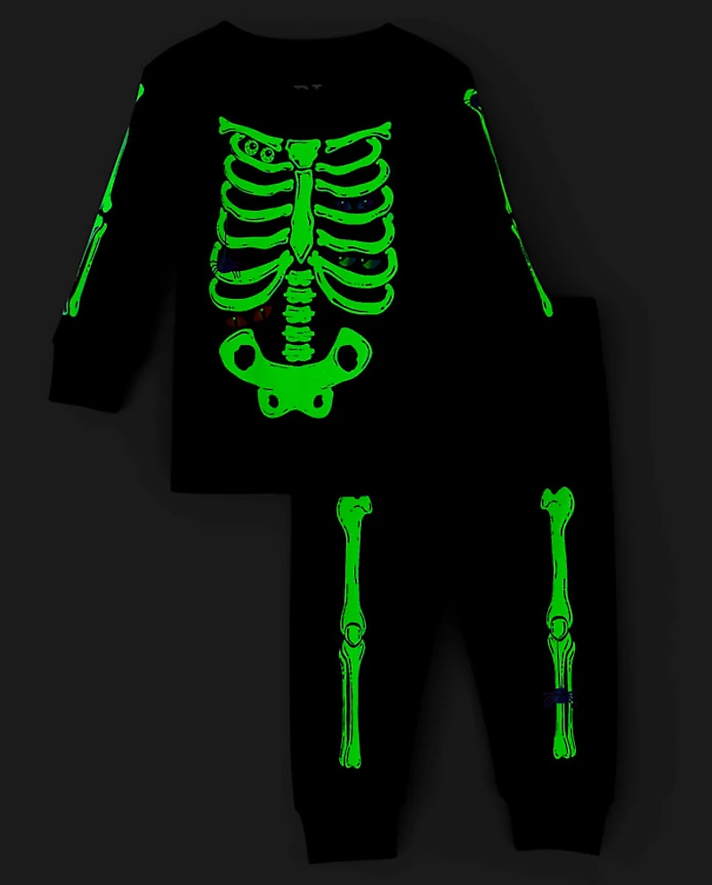 Baby And Toddler Matching Family Glow Skeleton Snug Fit Cotton Pajamas
