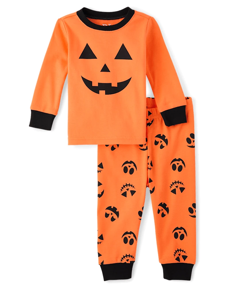 Baby And Toddler Pumpkin Face Snug Fit Cotton Pajamas
