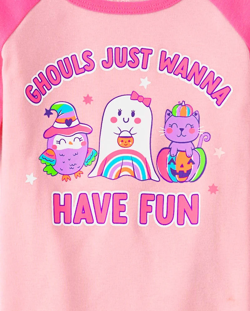 Baby And Toddler Girls Glow Ghouls Wanna Have Fun Snug Fit Cotton Pajamas