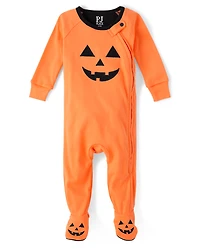 Baby And Toddler Pumpkin Face Snug Fit Cotton Footed One Piece Pajamas