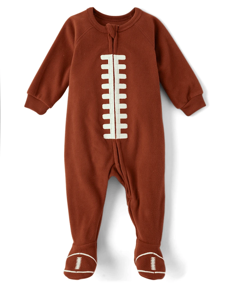 Baby And Toddler Matching Family Football Microfleece Footed One Piece Pajamas