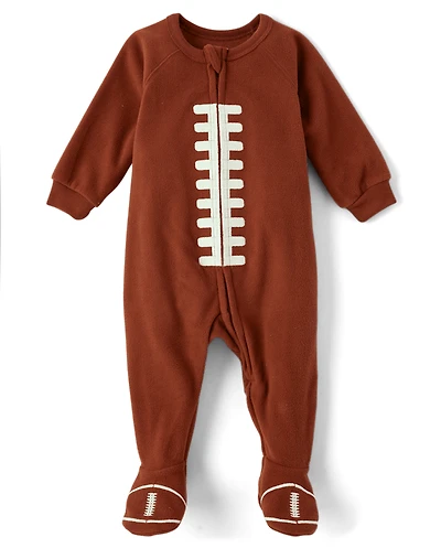 Baby And Toddler Matching Family Football Microfleece Footed One Piece Pajamas