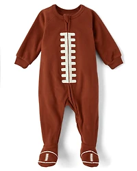 Baby And Toddler Matching Family Football Microfleece Footed One Piece Pajamas