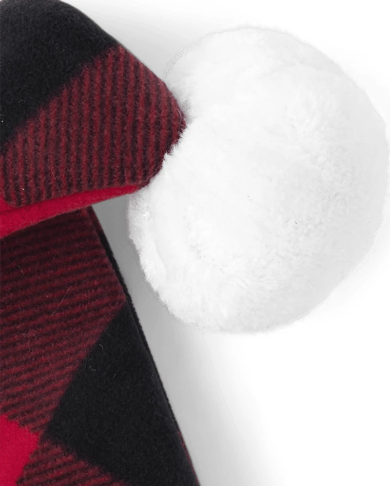 Bonnet de Père Noël à carreaux assorti pour adultes