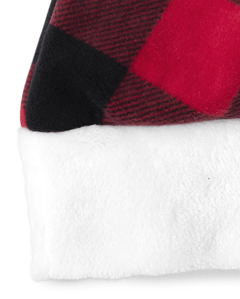 Bonnet de Père Noël à carreaux assorti pour adultes