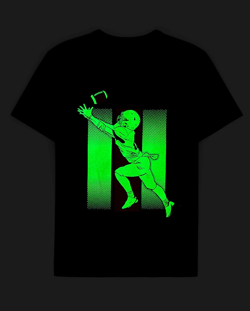 Boys Glow Football Player Graphic Tee
