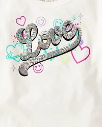 Girls Sequin Love Top
